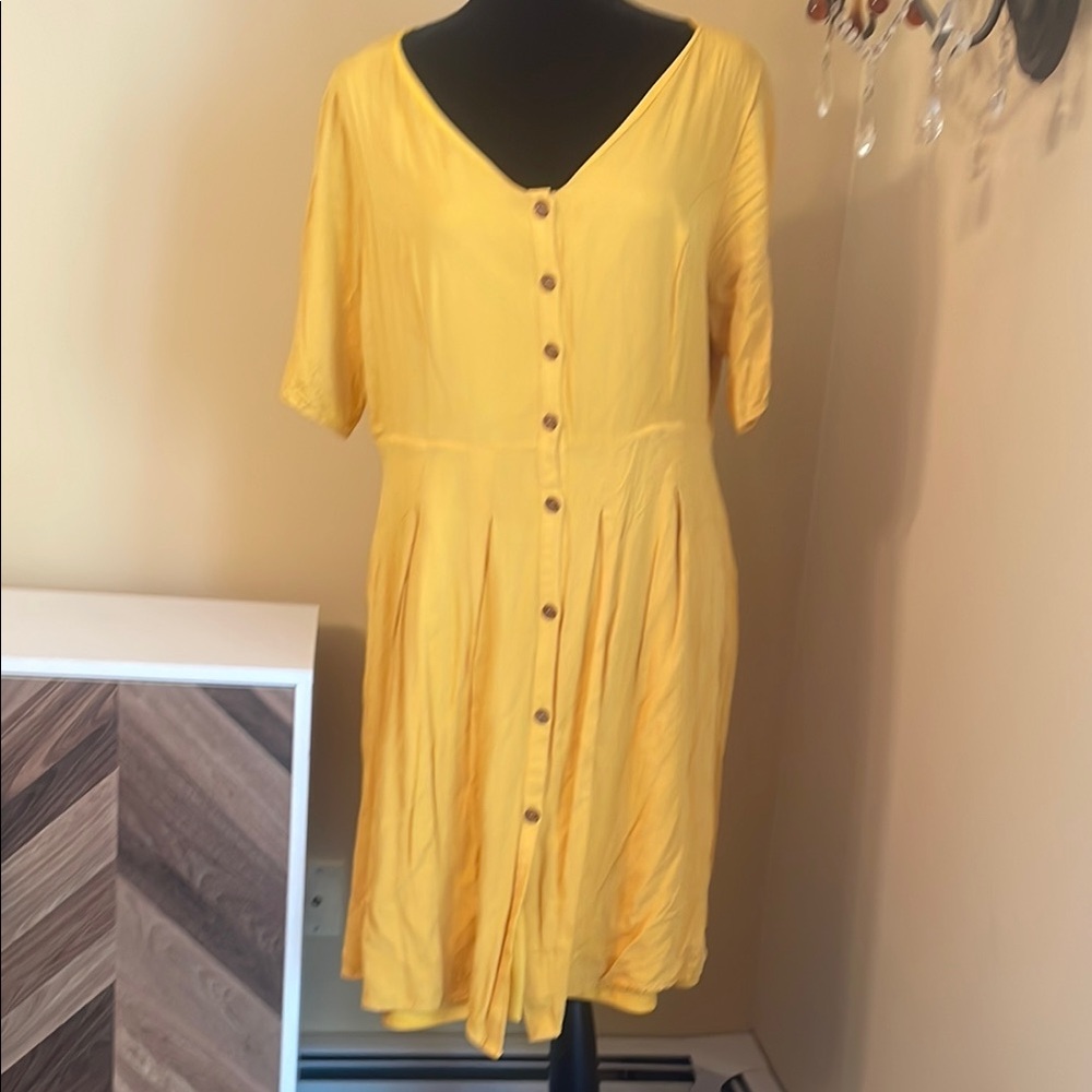 Mikarose Yellow Buttoned V-Neck Sundress